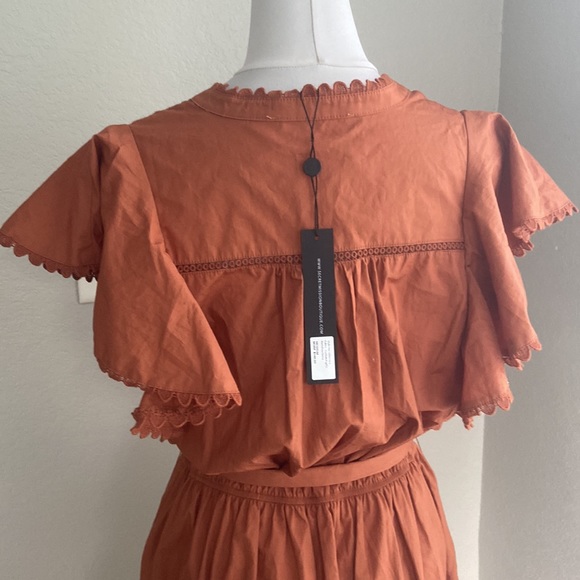 SECRET MISSION Ruffled sleeve detailed embroidered mini Dress size M - Picture 9 of 13